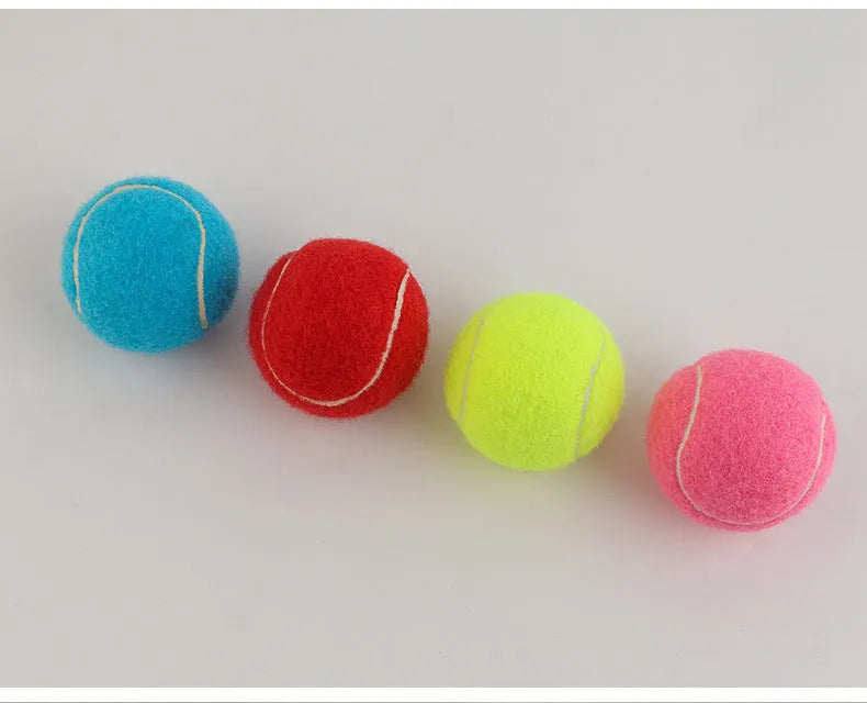 Colourful 6.3cm diameter rubber dog tennis ball toy for bite-resistant play