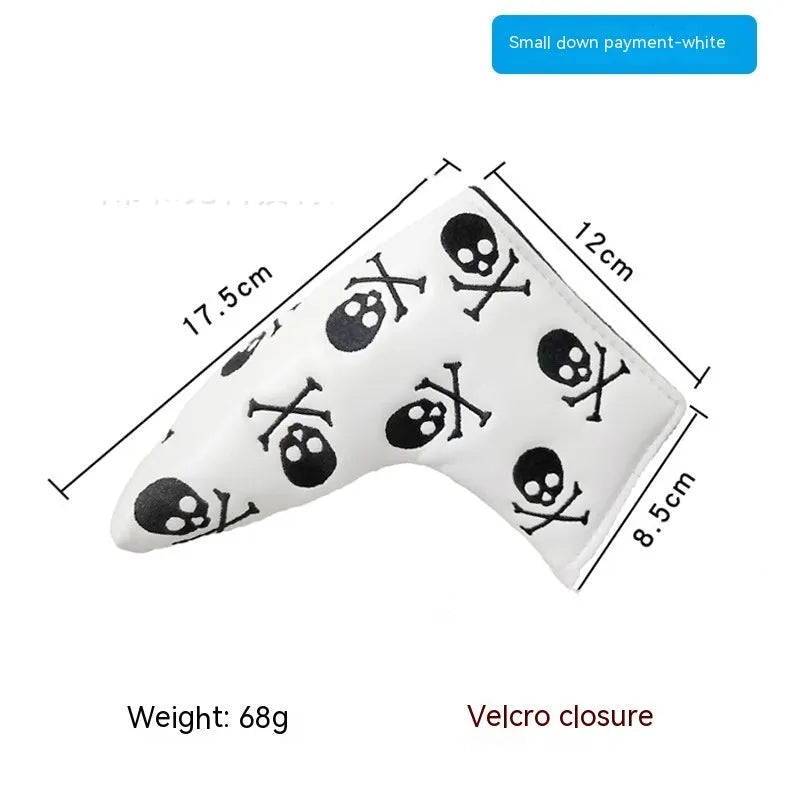 Golf putter sleeve with novelty design options for straight bar clubs