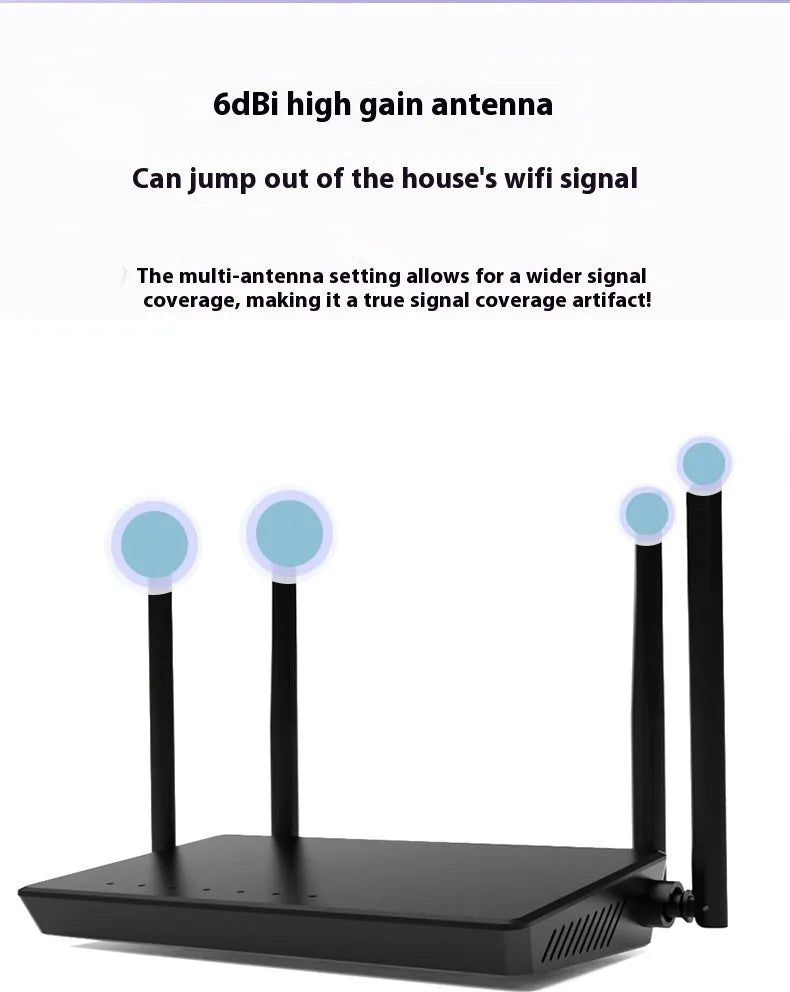 Portable 300m high-speed wifi router in black or white with metal casing and five interface ports