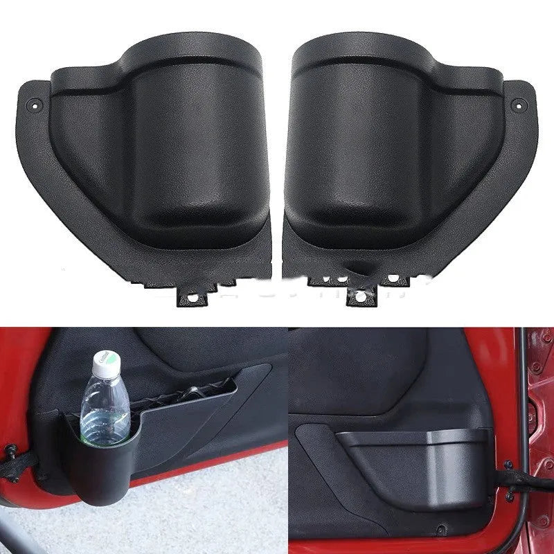 Black ABS plastic door storage box for Jeep Wrangler JK and JL models