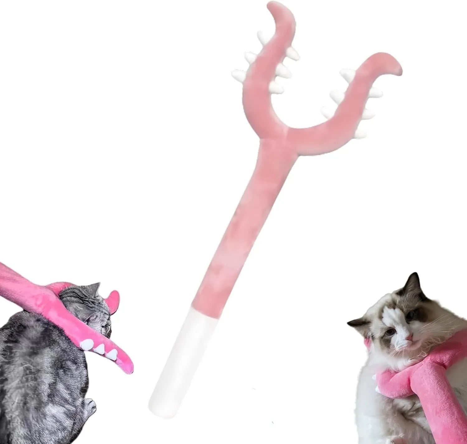 Blue plush cat wand toy with 70cm length for indoor interactive play sessions