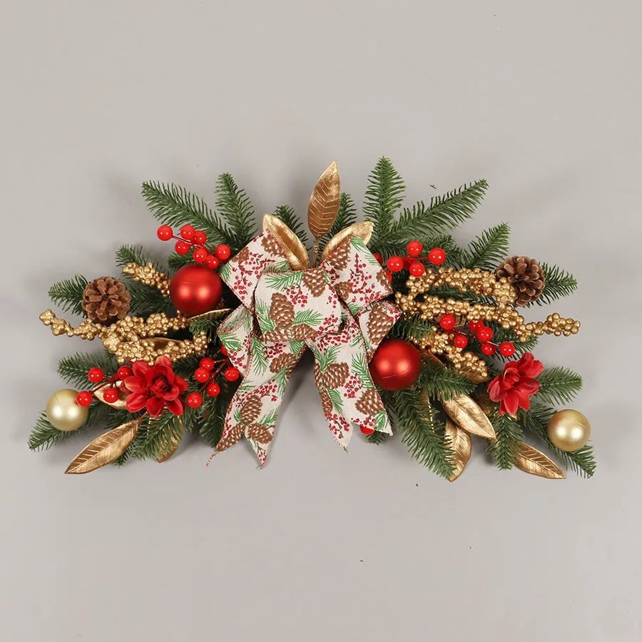 Christmas garland collection showing four plastic decorative designs with optional battery-powered lighting