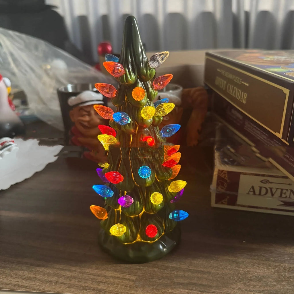 Resin Christmas tree decoration ornament with European style design in colour or warm light options