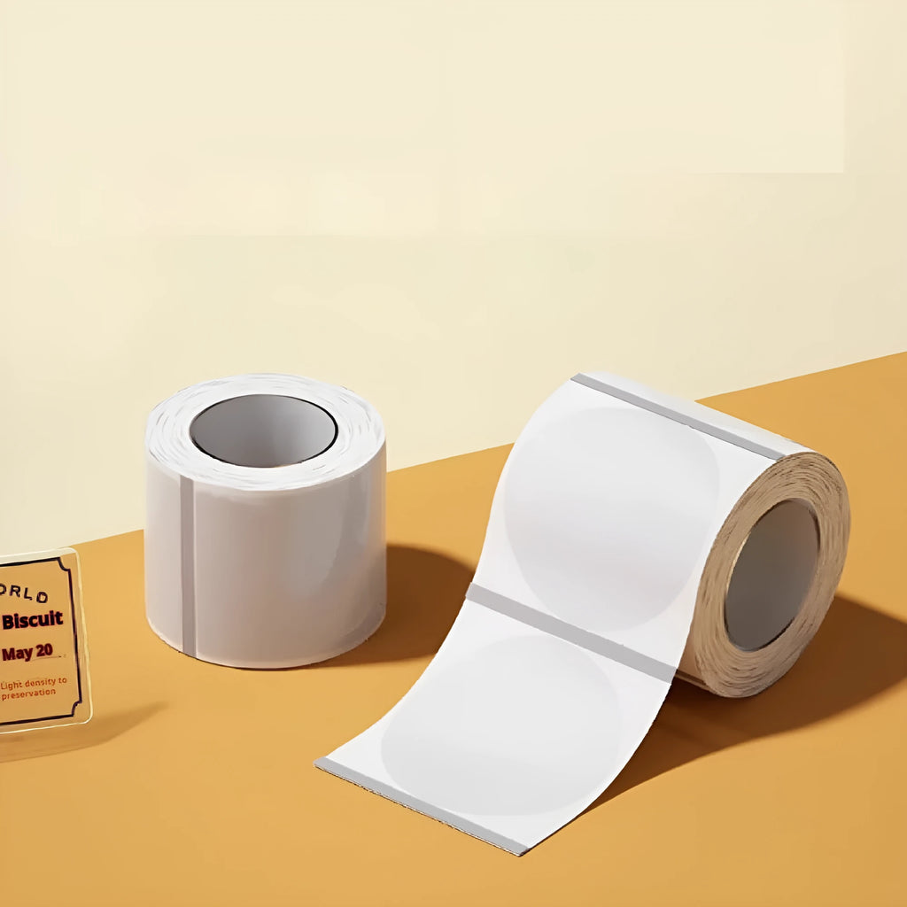 Transparent waterproof adhesive stickers and labels in multiple rectangular and round sizes