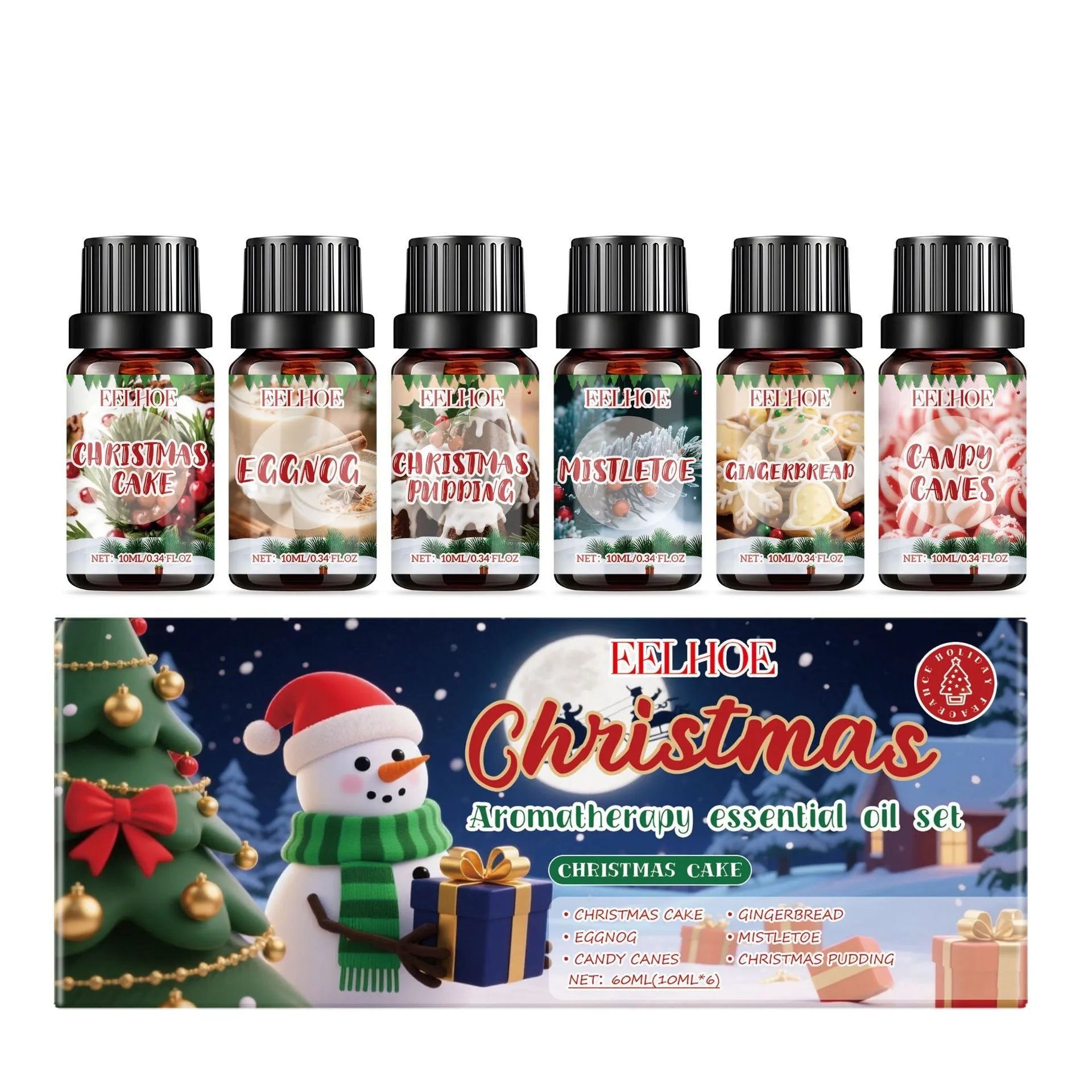 Six Christmas aromatherapy oil diffuser suits with warm home fragrance, each 60ml