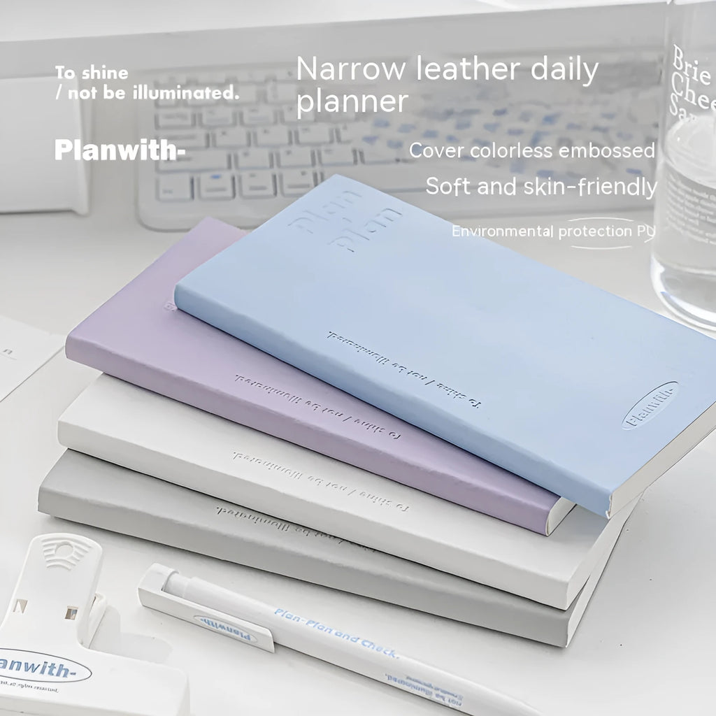 Embossed simple visual A5 meter book with perfect binding, shown in blue cover option