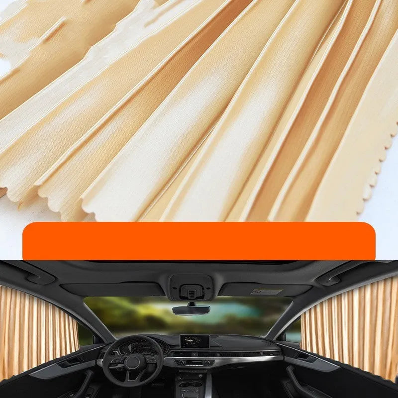 Auto retractable car sunshade roller blind in thick opaque cloth material