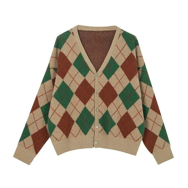 Acrylic knitted casual cardigan in macaron colours with Japanese Korean fashion styling