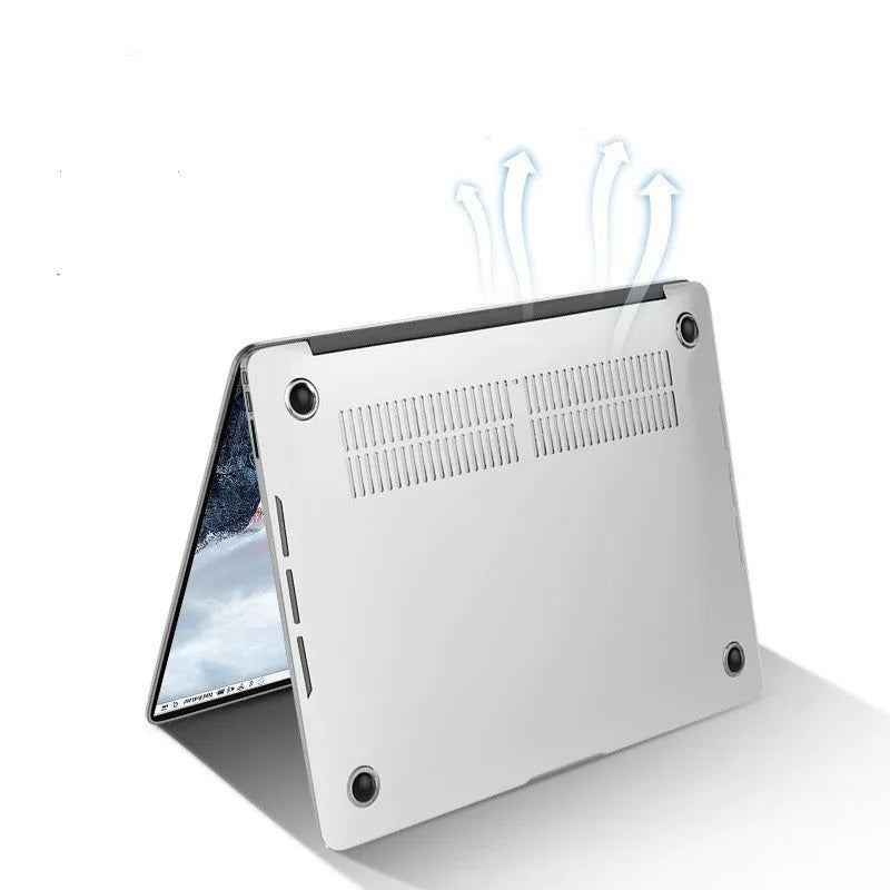 MacBook Pro protective hard shell case in transparent and black options for 14.2-inch and 16.2-inch models