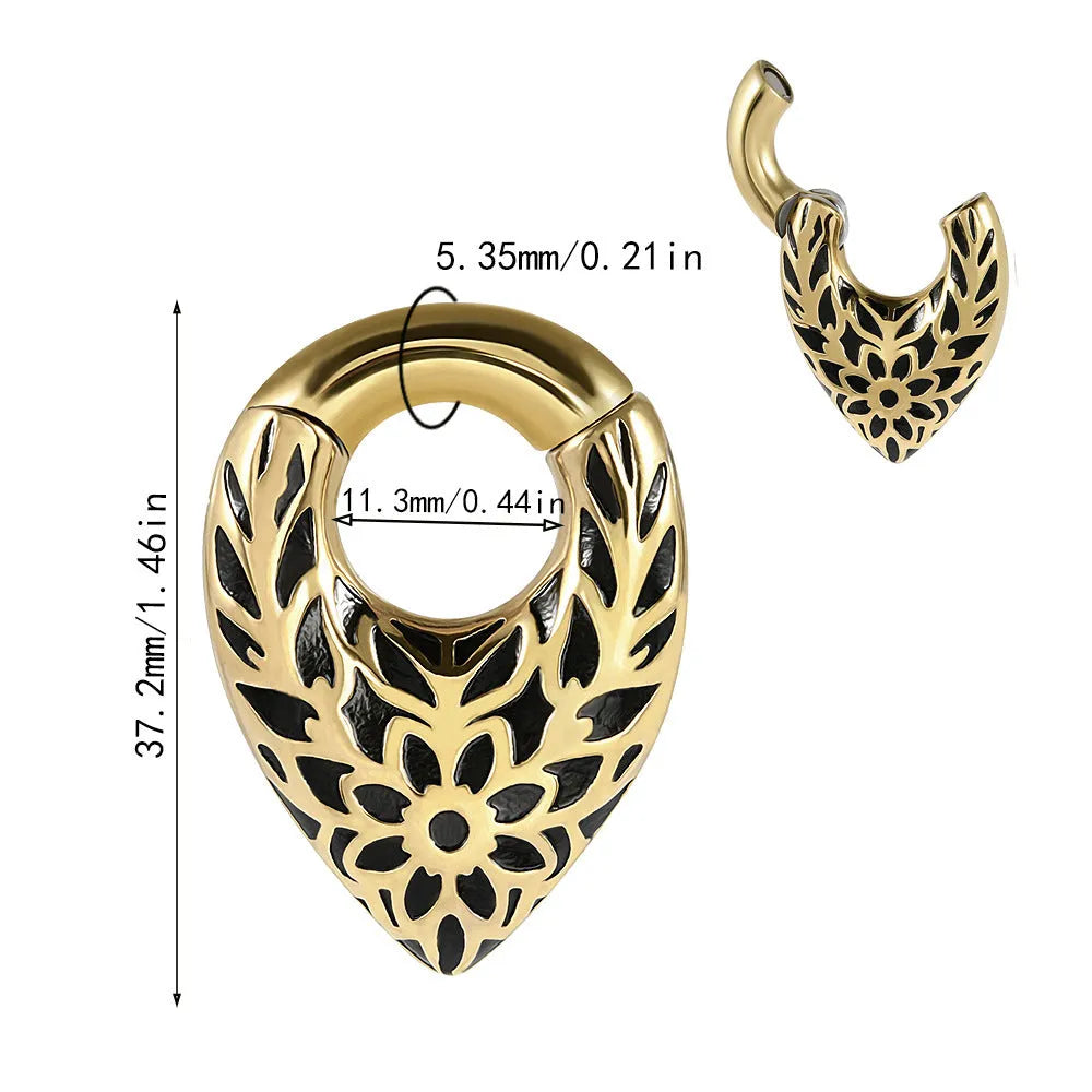 Stainless steel drop-shaped ear extender with round hanging egg totem design