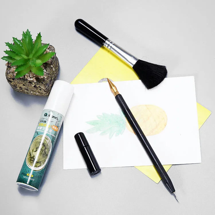 Scratch painting tool set with scraping pens, healing pens, brushes and photo frames for card artwork