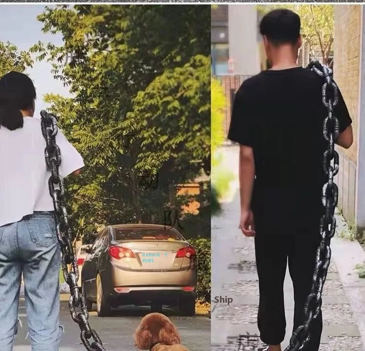 Metallic colour dog leash prop for pet walking and video filming in three length options