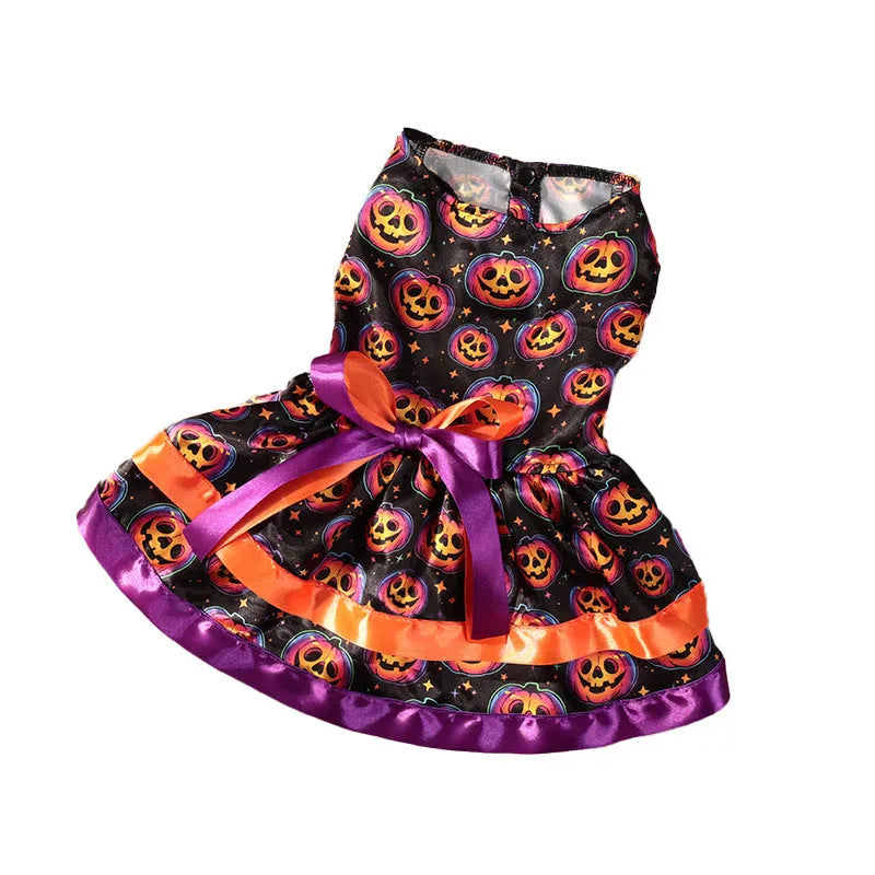 Halloween dog skirt with colourful pumpkin design in size medium