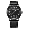 Men's automatic mechanical watch with leather strap in business style showing four colour variations