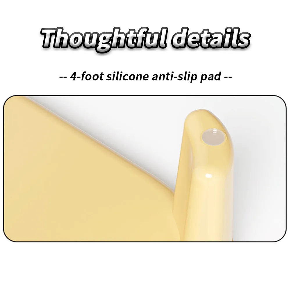 Milk yellow plastic cat litter mat with anti-slip silicone feet measuring 40 x 40.5 cm