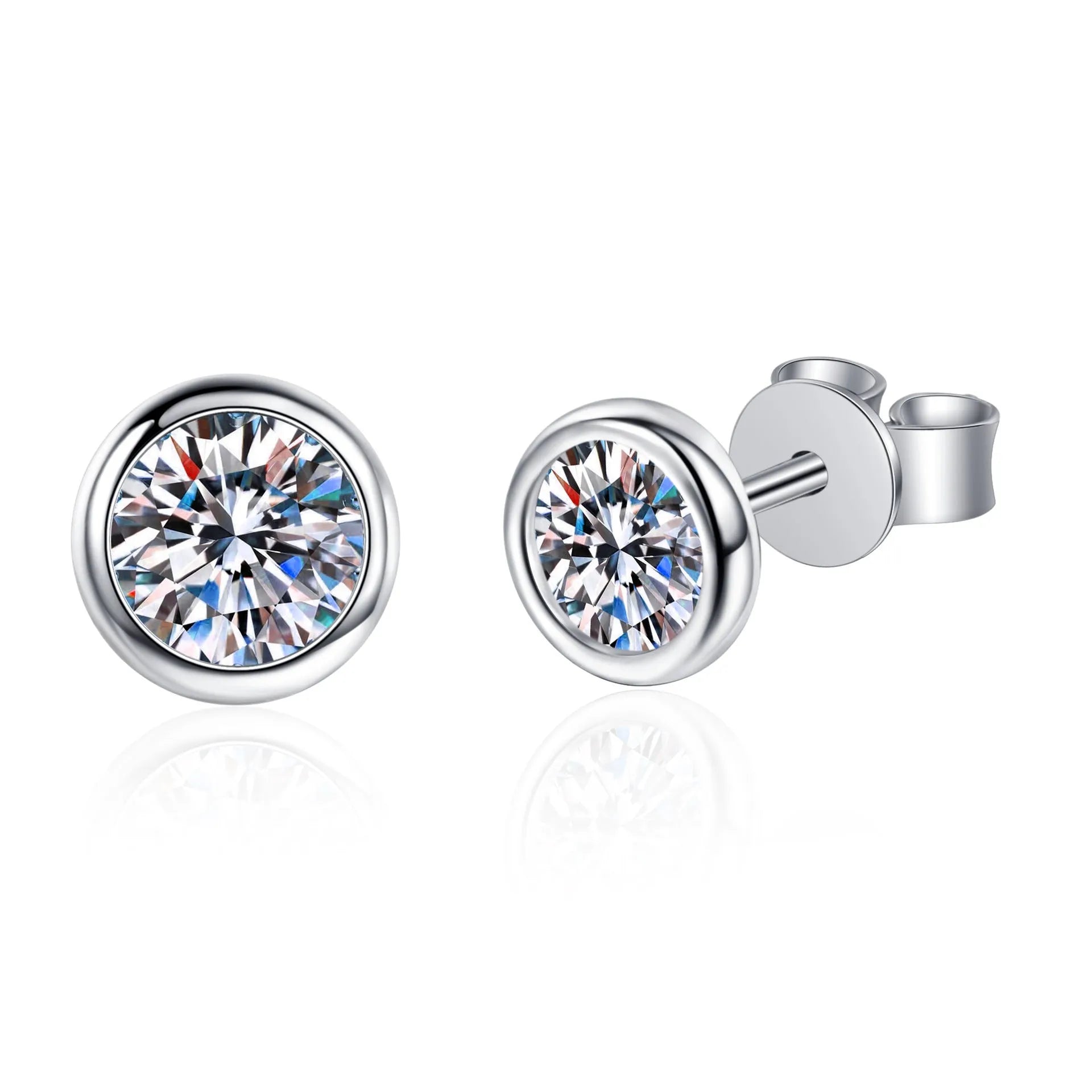 Pair of 925 sterling silver gold plated stud earrings featuring geometric moissanite or zircon stones in golden toad or star shape.