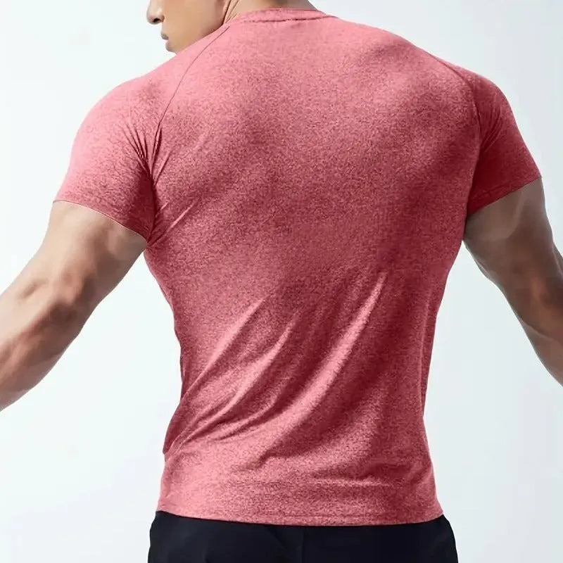 Men's quick-dry stretch running t-shirt in black, available in sizes S to 3XL