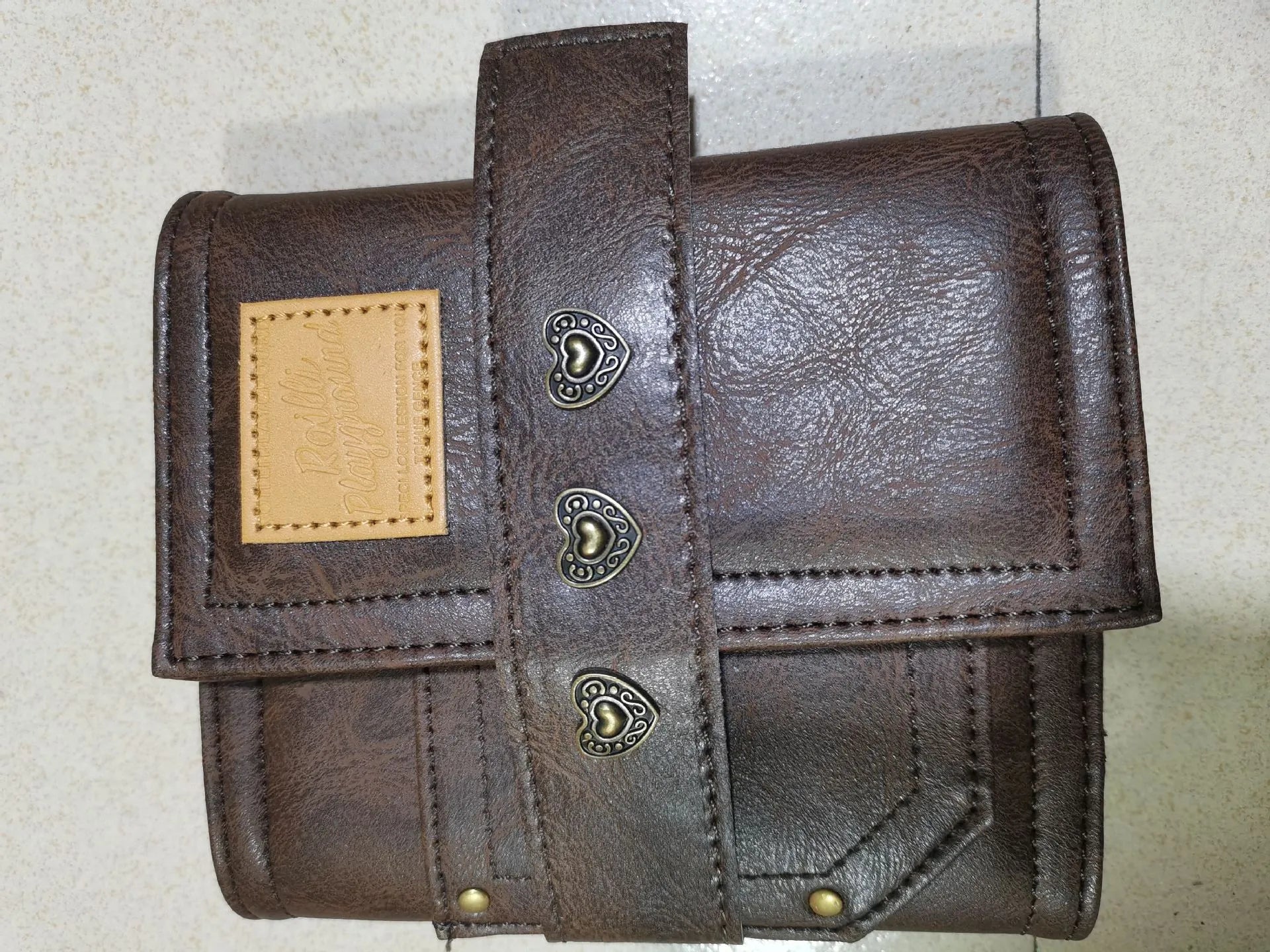 Brown A7 notebook with retro leather buckle and loose-leaf binder binding