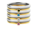 December birthstone titanium steel ring with electroplated geometric engraving in multiple sizes