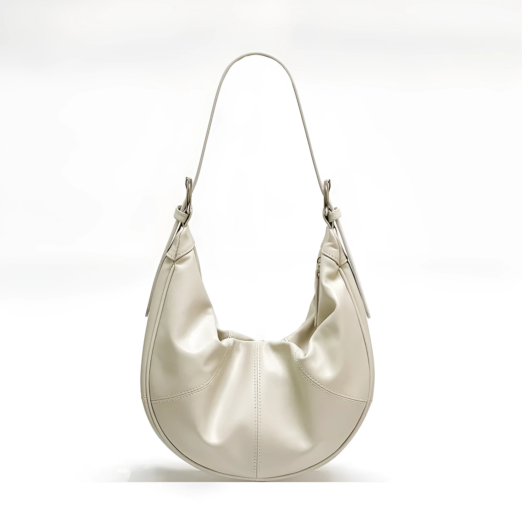 Women's soft dumpling shape shoulder bag in first layer cowhide leather with dual straps