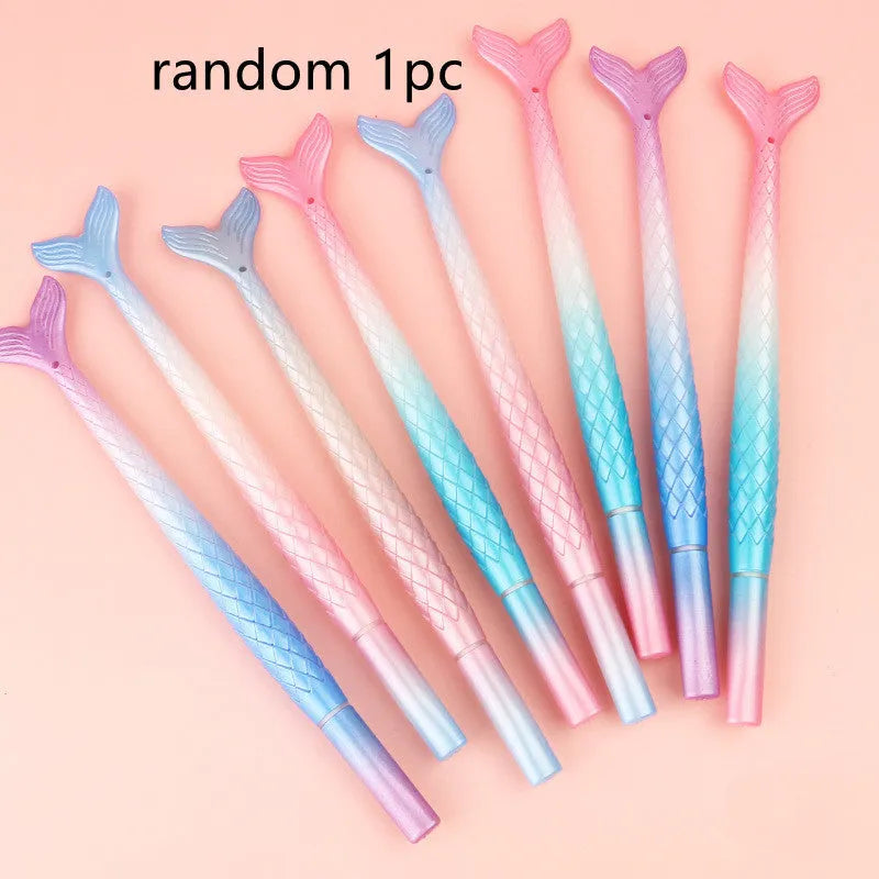 Cartoon mermaid design pen with 0.38mm fine writing tip and plastic shell