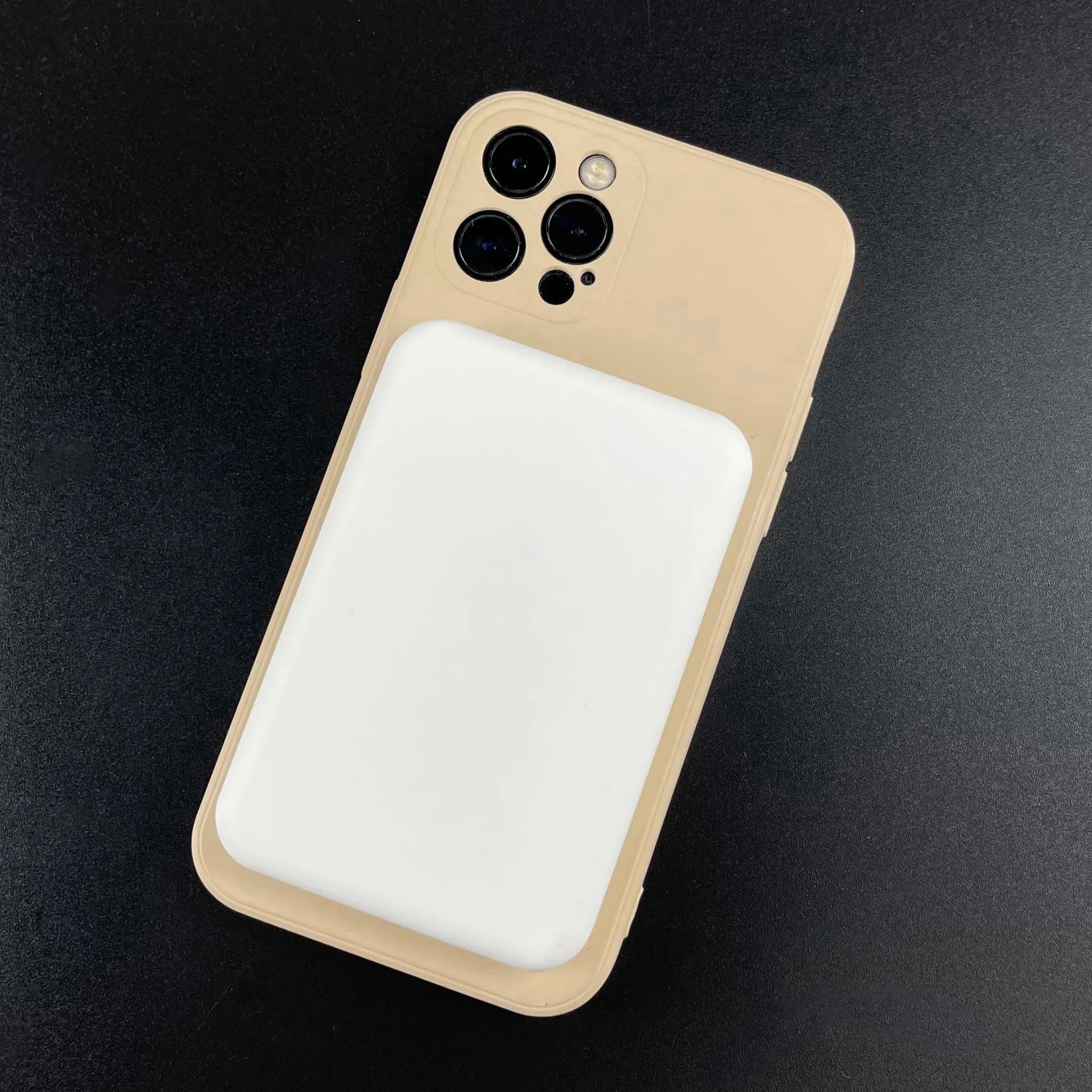 White magnetic wireless charger power bank with 5000mAh capacity measuring 100x65x16mm