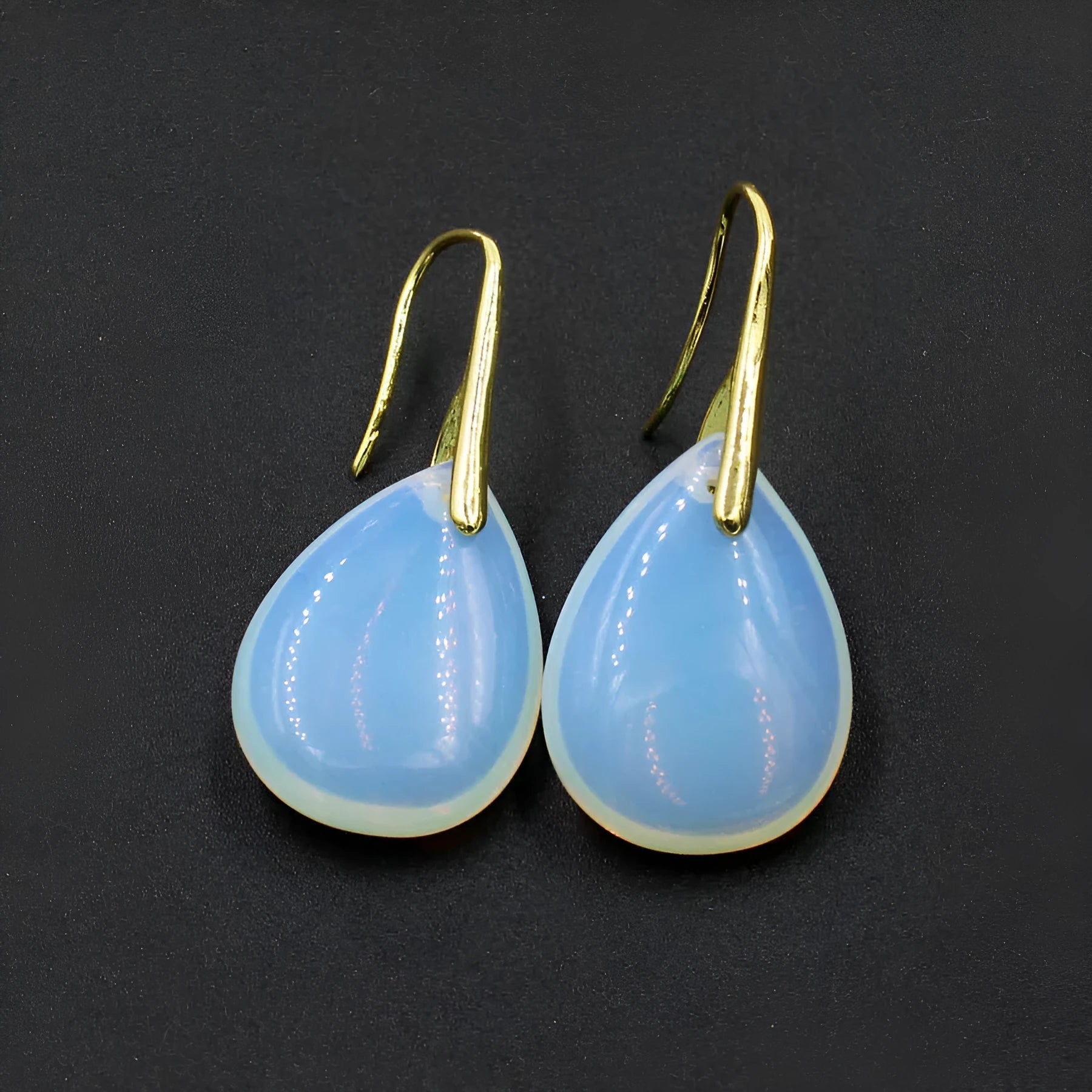 Crystal geometric water drop earrings in multiple colour options with electroplated finish