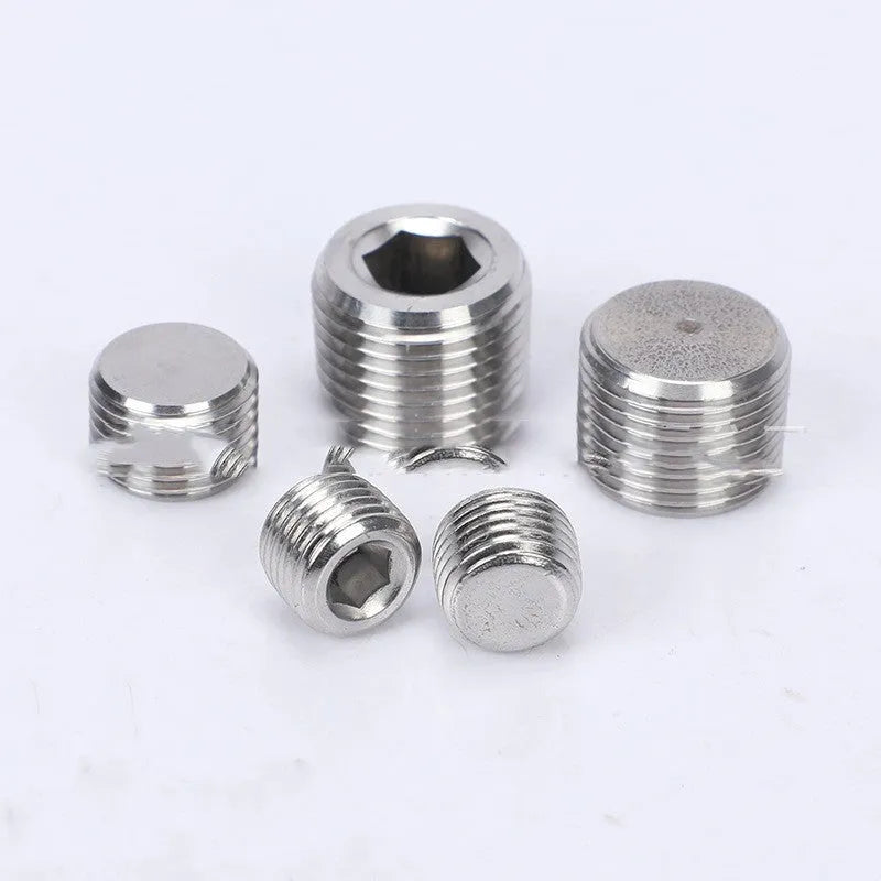 304 stainless steel hexagonal pipe plug with 3/8 inch thread for bulkhead fittings