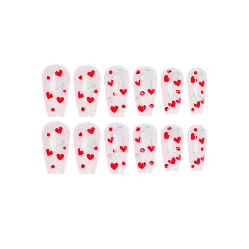 French love heart red diamond small cherry nail art decoration stickers JP1601 colour
