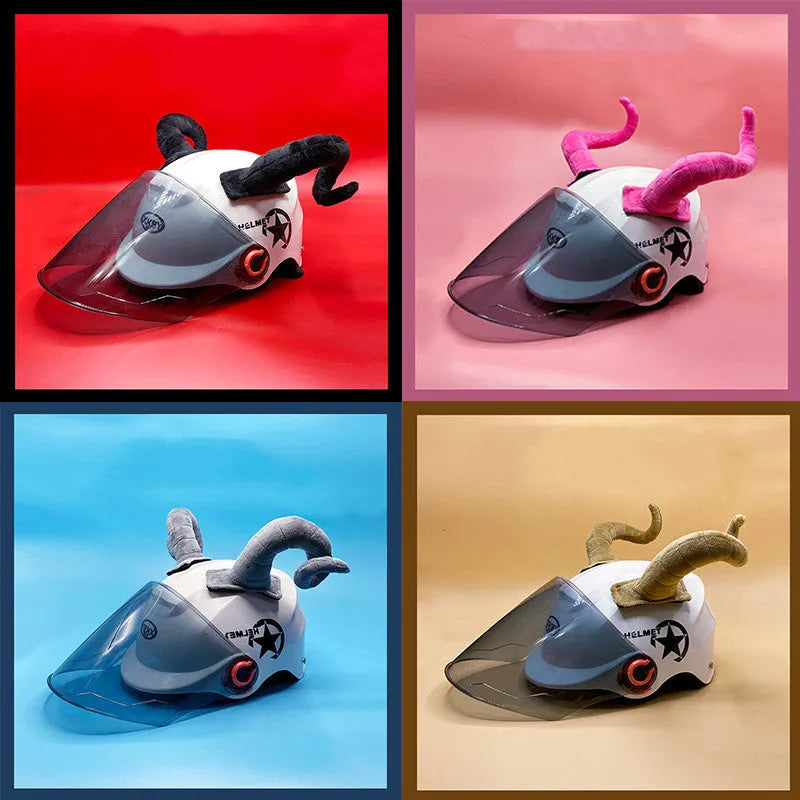 Composite fibre demon horn ornaments for motorcycle helmet customisation in four colour options