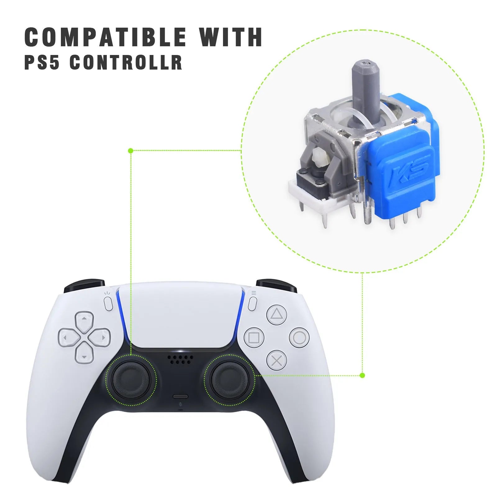 Hall effect magnetic joystick replacement component for PS5, Xbox, and Switch Pro controllers