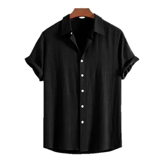 Men's loose-fit short sleeve cardigan in black, green, or white colours for summer casual wear