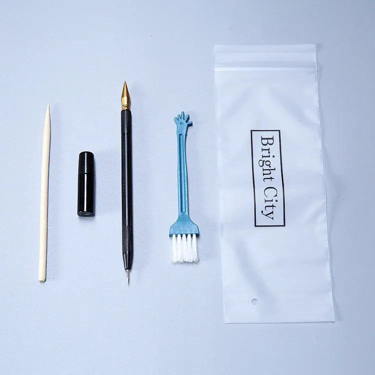 Scratch painting tool set with scraping pens, healing pens, brushes and photo frames for card artwork