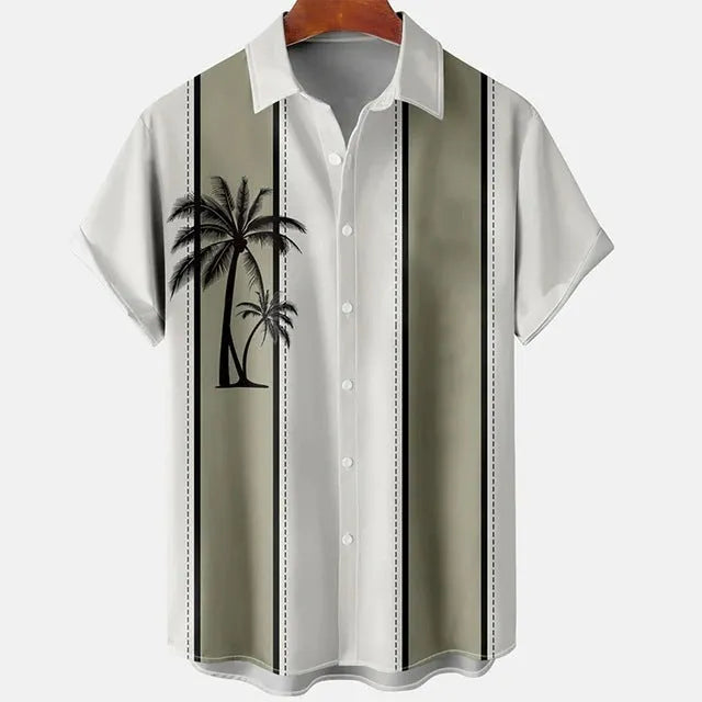 Men's slim fit short sleeve shirt with an all-over digital floral print on polyester fabric