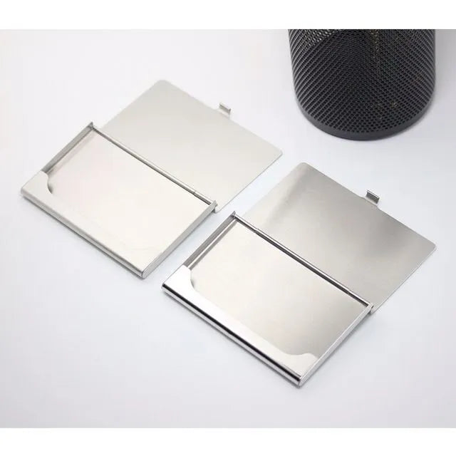 304 stainless steel business card case with geometry design measuring 92.5 × 58 × 6 mm