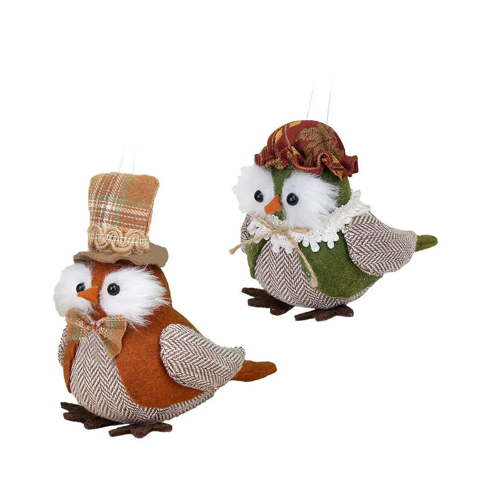 Thanksgiving owl decoration hanging pendant in green and orange colours.