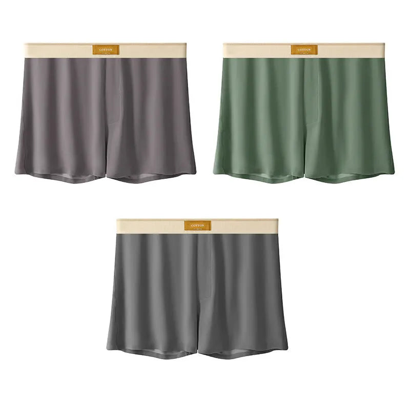 Men's loose fit ice silk underwear in solid colours on mannequin showing mid waist style