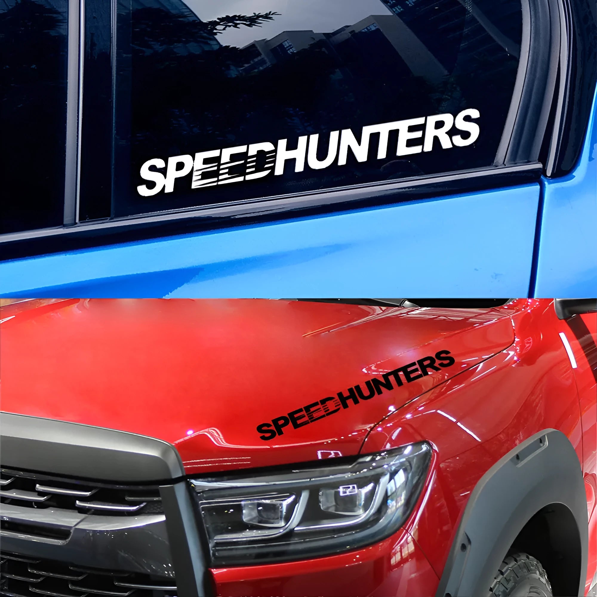 Reflective graphic vinyl car sticker measuring 59 by 10 centimetres.