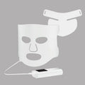 White and black LED phototherapy face mask with adjustable strap and controller for home skin light therapy