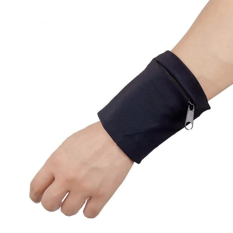 Grey wrist bag armband sleeve for mobile phone, shown with dimensions 10cm by 10.5cm.