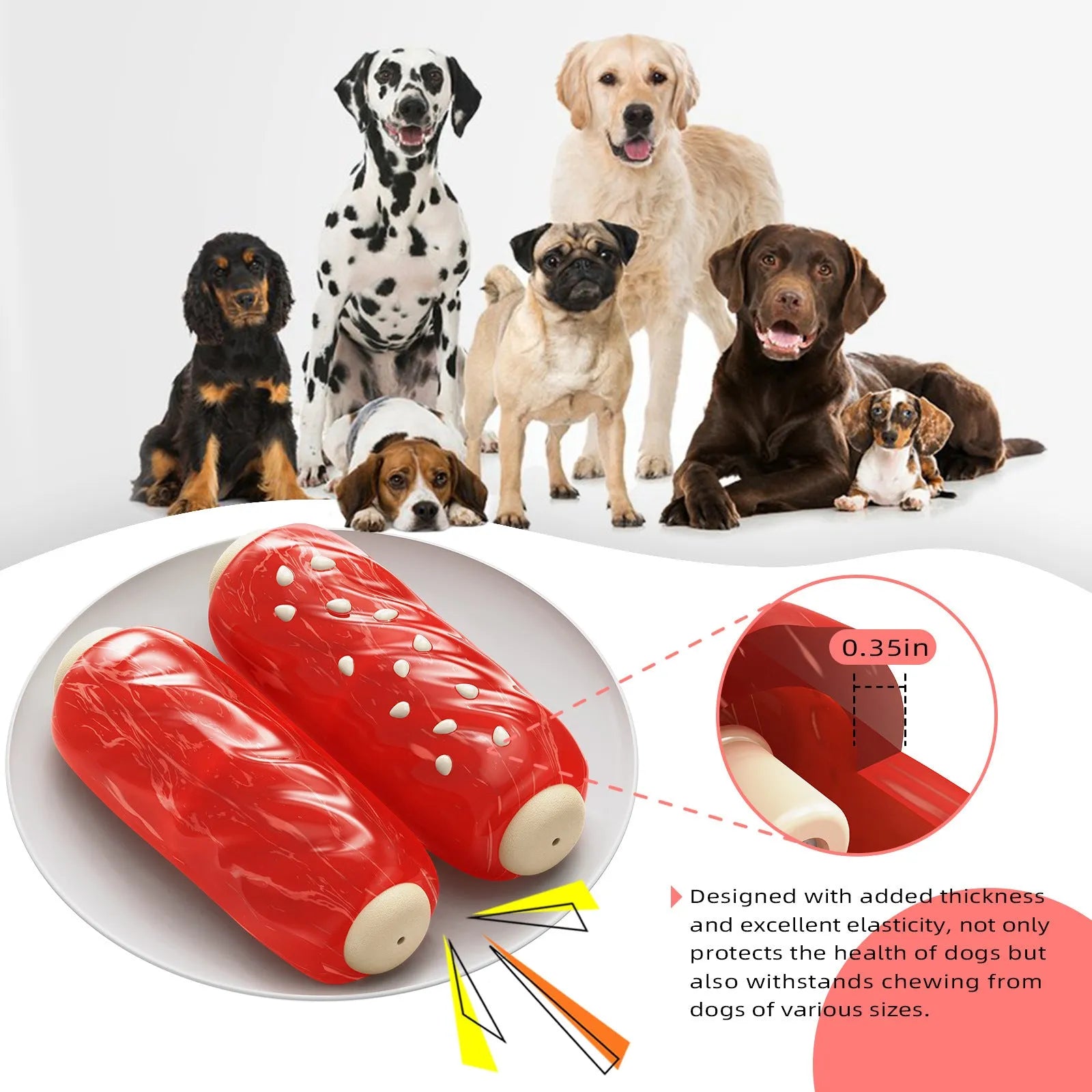 Primary colour plastic glue toothbrush shaped dog chew toy with molar rod texture and snack compartment