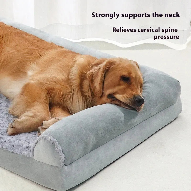 Light grey cloth dog kennel for large dogs showing enclosed design and size scale.