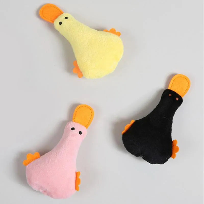Colourful duck plush pet toy with catnip and squeaker for cats and small dogs