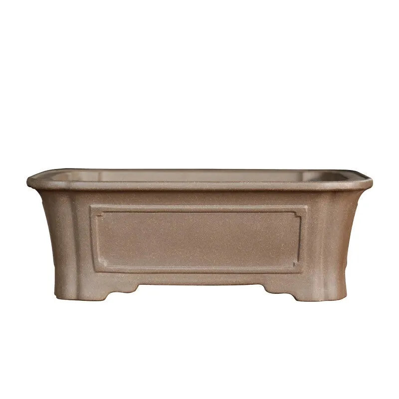 Purple sand rectangular manger bonsai pot with classical corner cutting design