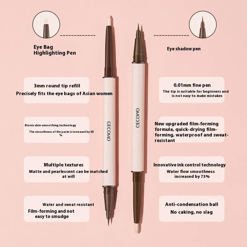 Double headed silkworm pen liquid eyeliner in Floating Platinum and Born Nude Apricot pearlescent colours