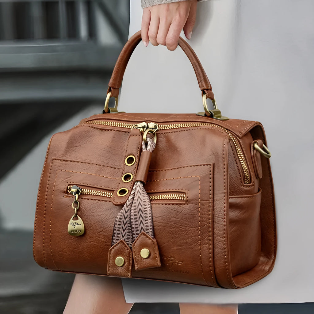 Soft PU leather women's crossbody bag in a retro horizontal square shape, shown in various colours.