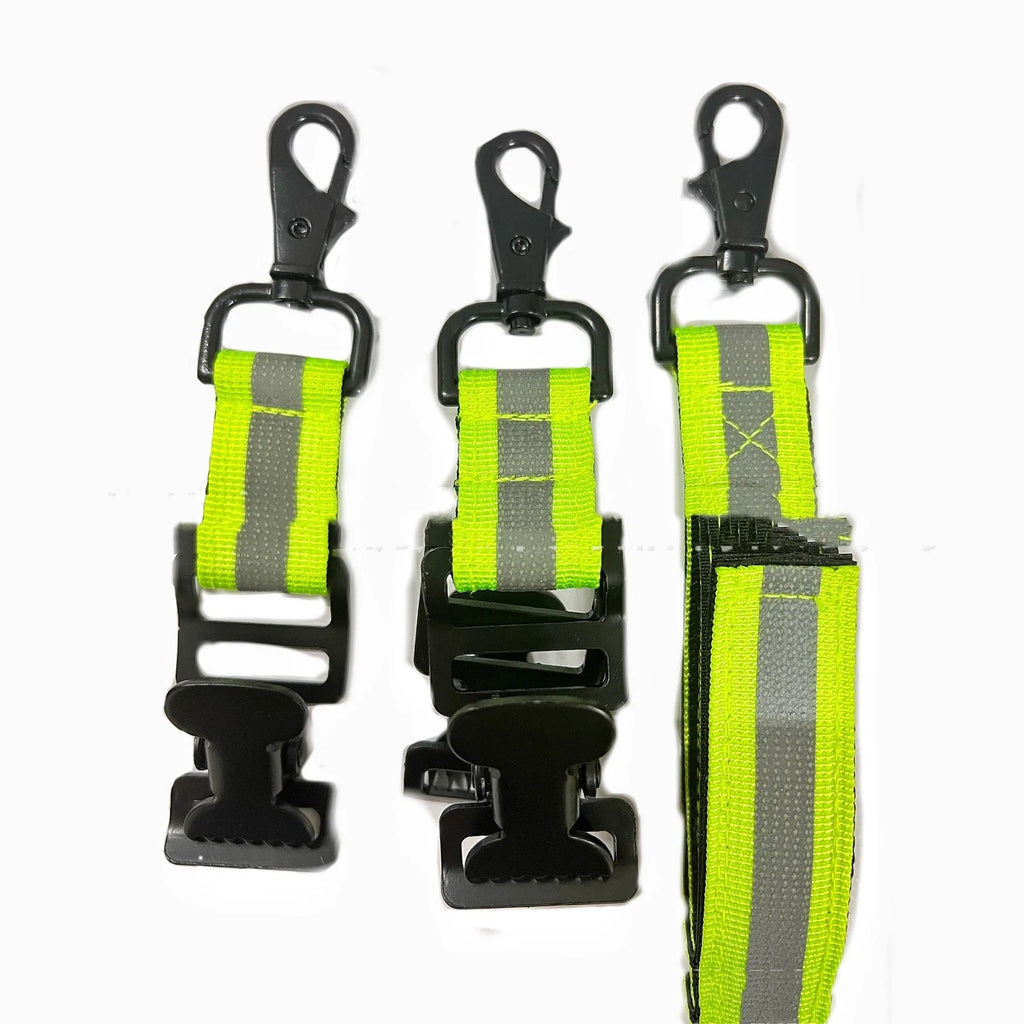 Fluorescent green fireman gloves safety clip with metal buckle for industrial use
