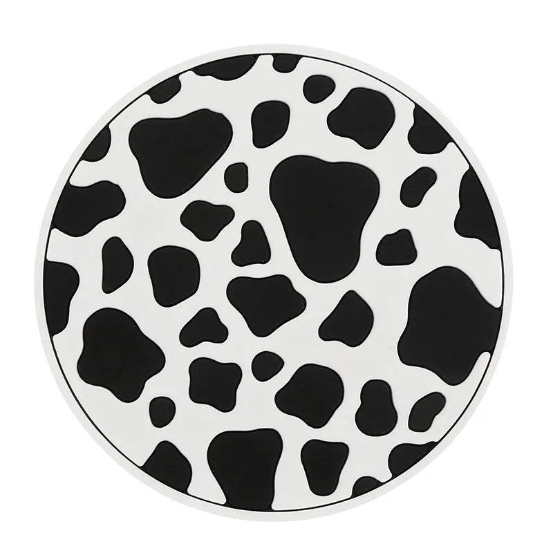 PVC car cup holder mat coaster in black and white checkerboard pattern for vehicle interior