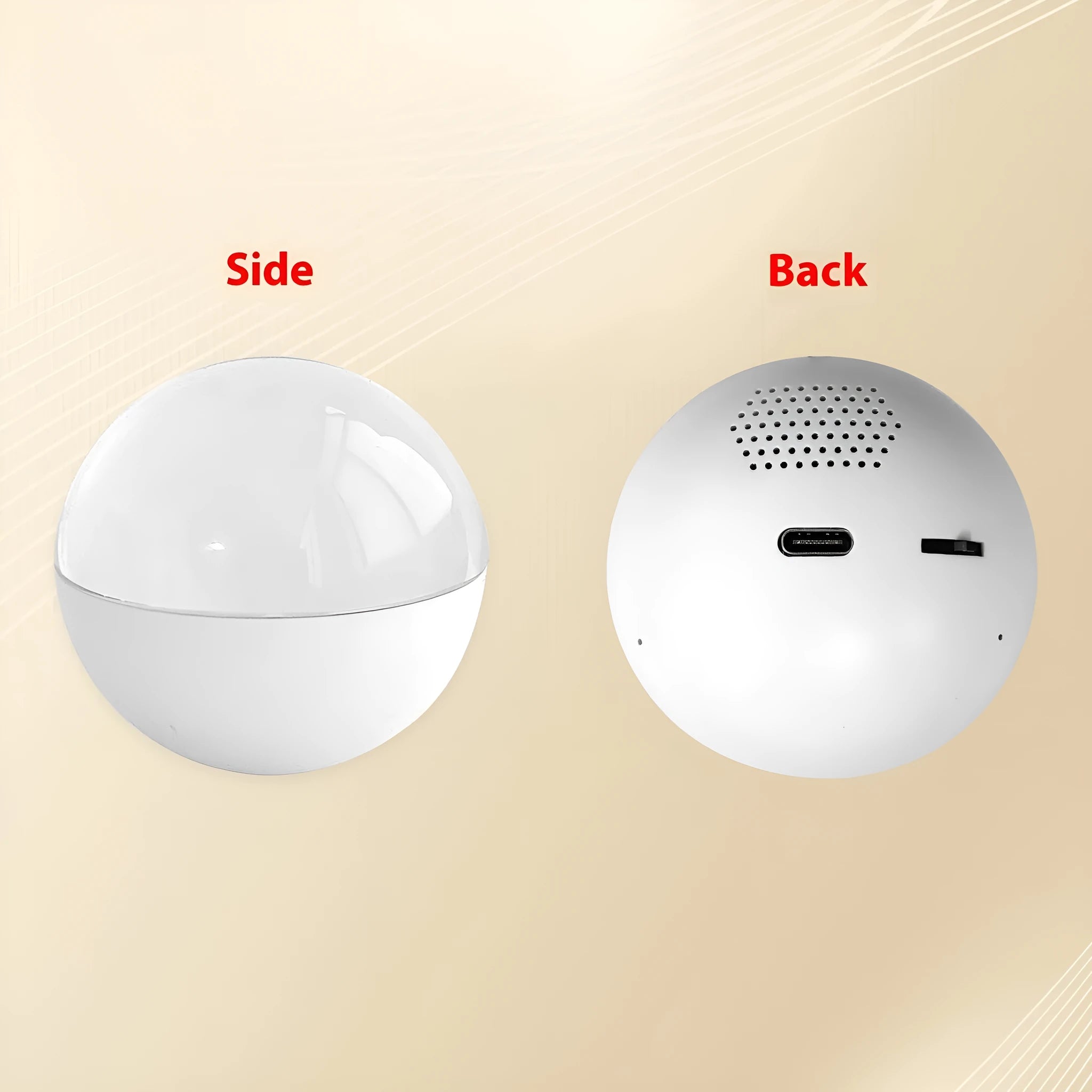 Round screen electronic video player showing colourful display with Type-C charging port and control wheel.