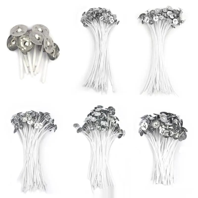 White cotton candle wicks for DIY candle making in three different lengths